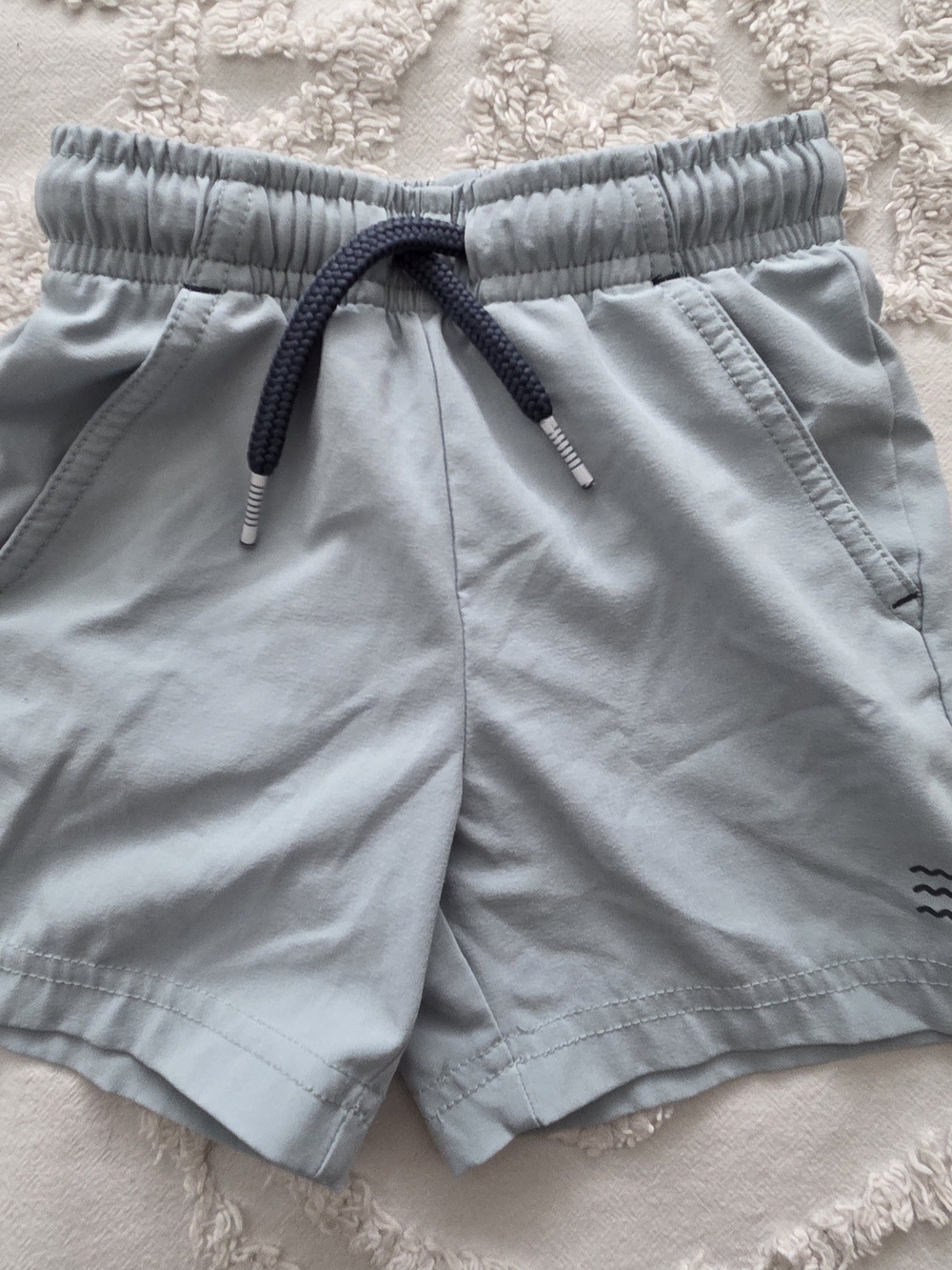 Toddler Light Blue Elastic-Waist Shorts with Drawstring